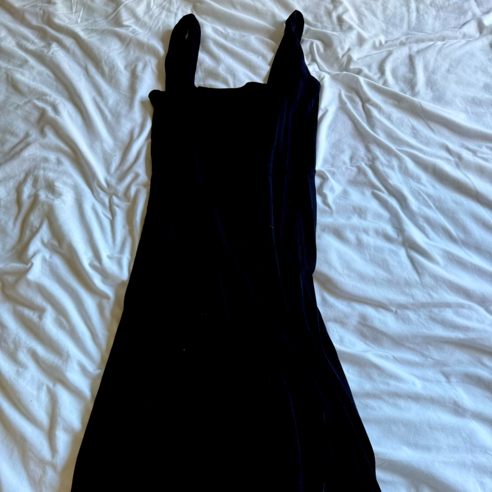 Reformation Black Sheath Midi Dress Square Neck Sleeveless